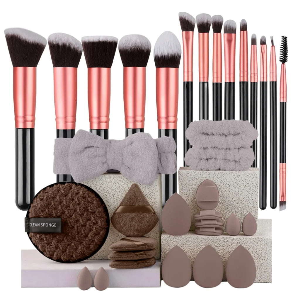 Premium Makeup Brushes Set Portable Travel Soft Eye Shadow Brush Foundation Powder Eyelash Concealer Blush Make Up Brush Set Vue AMZ-14PK-20PF
