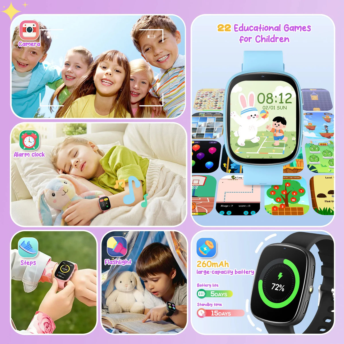 2026 Kids Games Smartwatch 1.83''HD Screen Camera 22 Interesting Games Sleep Monitor Alarm Clock Calculator Children Watch Gifts Vue
