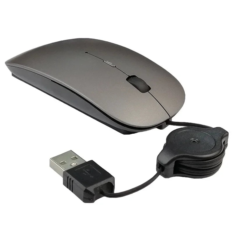 Notebook Computer Telescopic Wired Mouse Mute USB Optical Mouse Office Games Vue