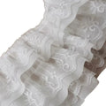 Luxurious Pleated Mesh Chiffon Fabric Exquisite Soft Chiffon Edge Lace Three Layers 3D Tulle Tulle Lace Fabric Trim Ribbon Cuffs Vue white