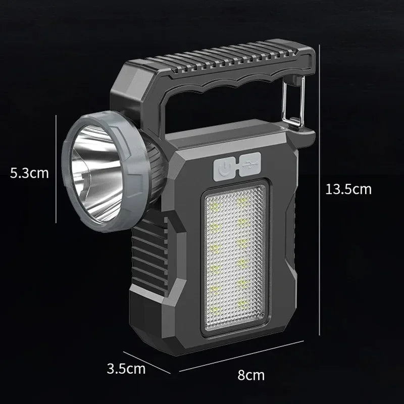 Solar Powered LED Flashlight with USB Charging Multifunctional Portable Waterproof Light for Camping Hiking Emergency Vue