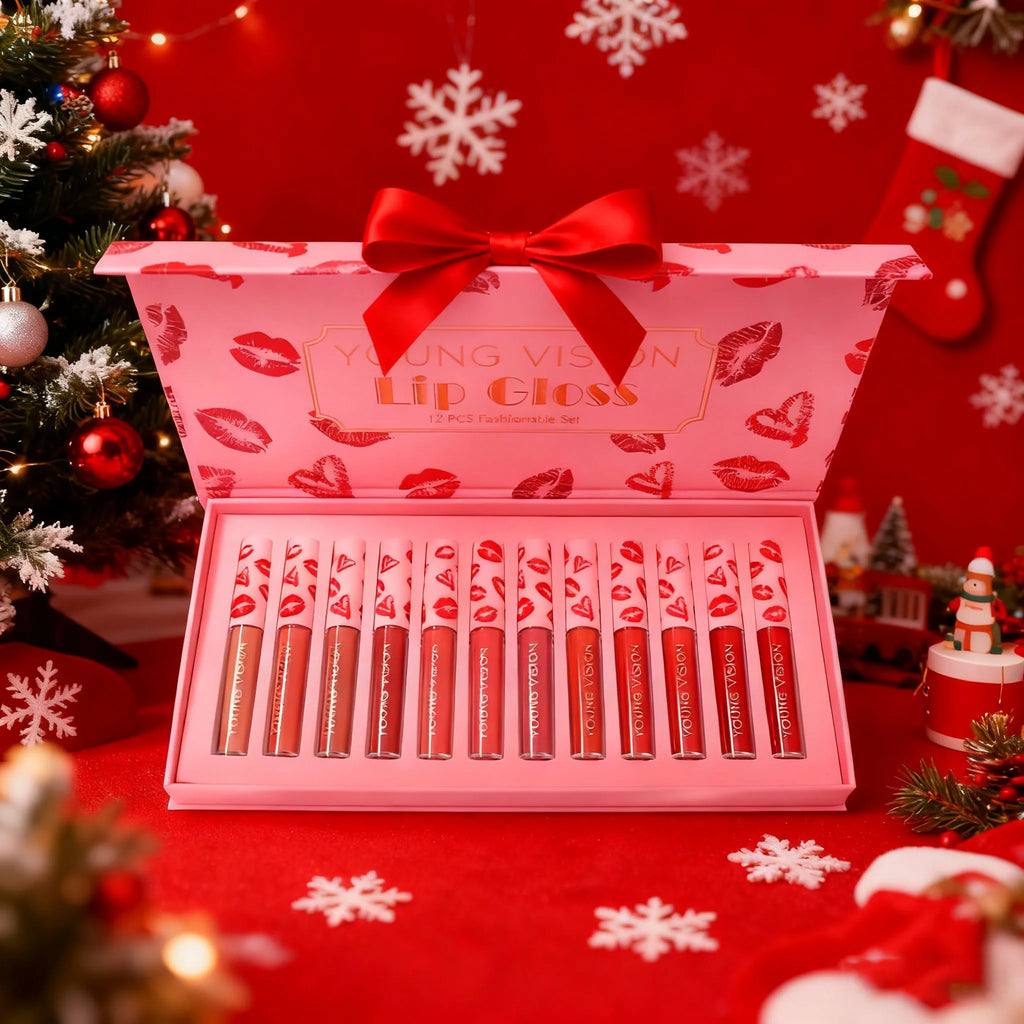 YOUNG VISION 12Pcs/set Lip Glaze Magnet Gift Box Set Matte Non Stick Cup Liquid Lipstick Vue