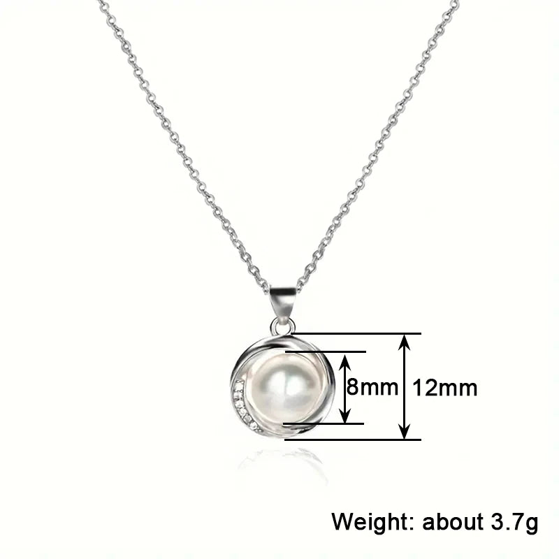 Huitan Simulated Pearl Bridal Pendant Necklace | Wedding Jewelry Pearl Pendant Necklace Vue