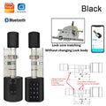 Israel-only Tuya APP Fingerprint Cylinder Electronic Smart Door Lock Digital Keypad Code Key Card Remote Control Home Apartment Vue Black Suitable 35-100mm