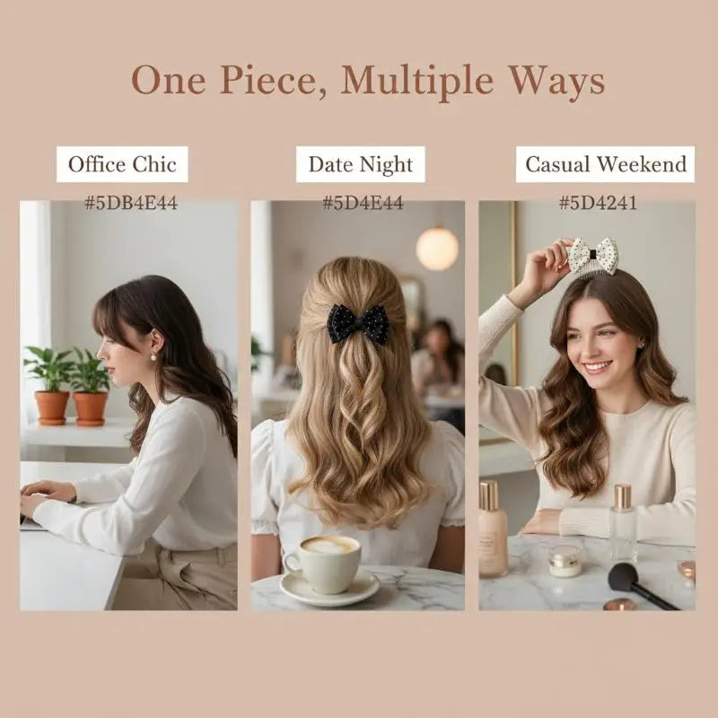 1 Pcs Polka Dot Bow Hair Combs Adorable Non Slip Metal Teeth For Daily Wear Parties Weddings Hair Styling Vue