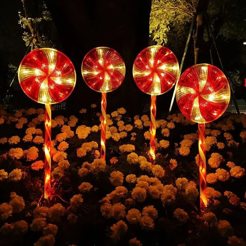 Solar Lights Outdoor Christmas Lollipop Lamp LED Garden Decoration Waterproof Landscape Halloween Lights Lamps Home Balcony Vue