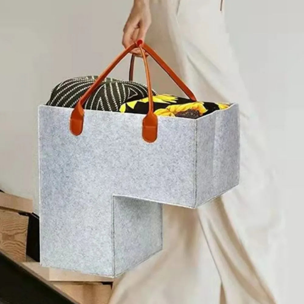 Stair Basket with Handles Premium Felt Staircase Baskets for Carpeted and Wooden Stairs Stair Storage Organizer for Home Decor Vue