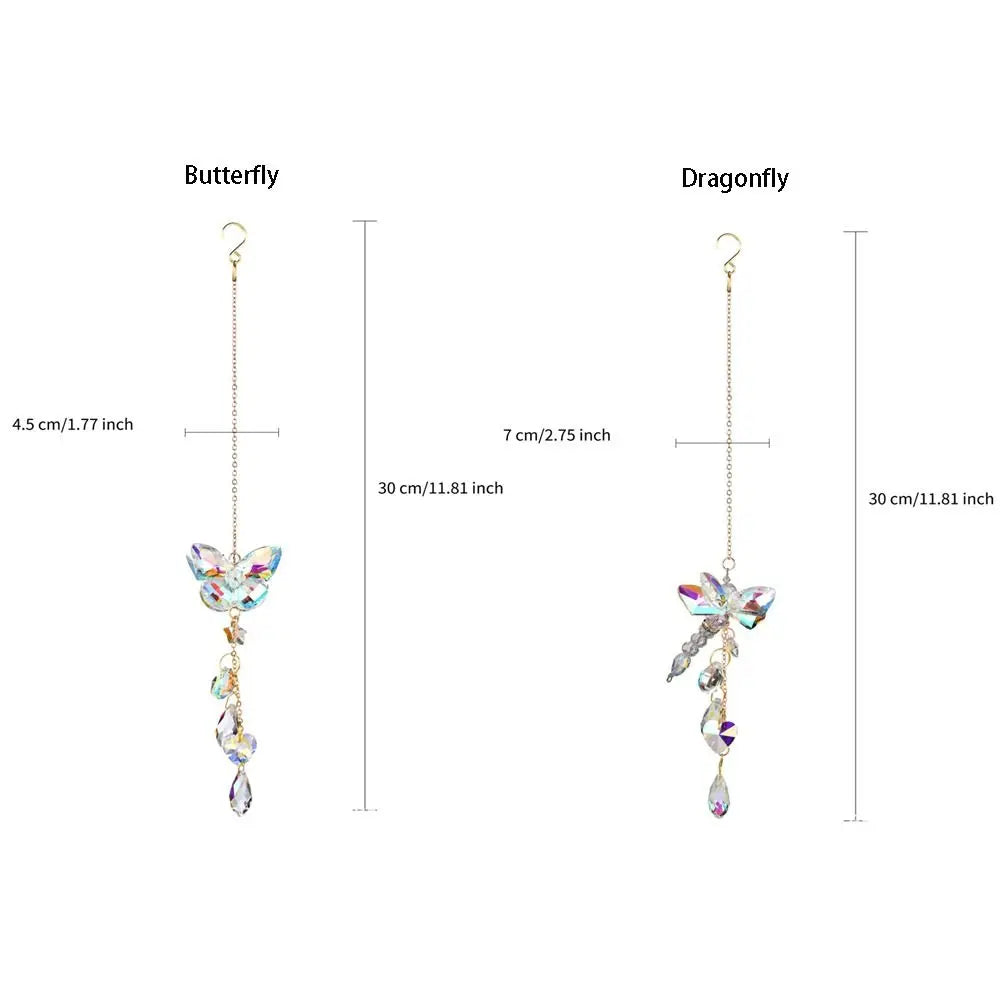 Light-catching Butterfly Prism Pendant Unique DIY Dragonfly Crystal Wind Chime Handmade Window Hanging Suncatchers Wedding Vue