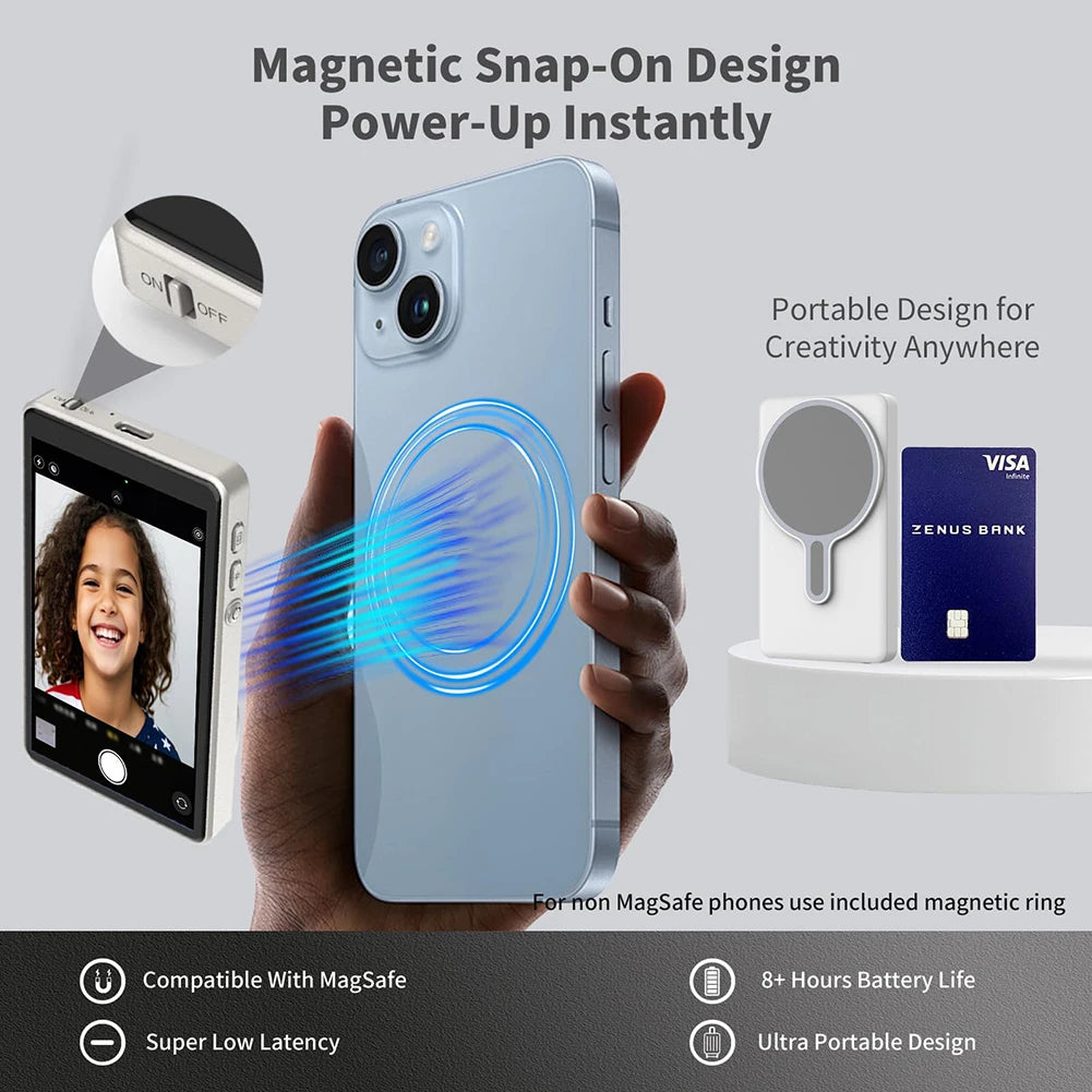Smartphone Magnetic Monitor Screen Projector Phone Rear Camera Selfie For Vlog Live Stream Video Recording For Android iPhone Vue