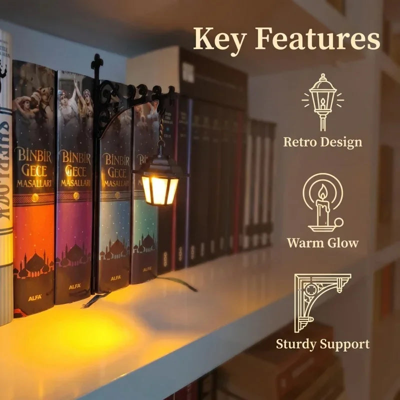 Retro Gothic Wall Lantern LED Bookend Night Light Ornament Decorative LED Lantern Vue