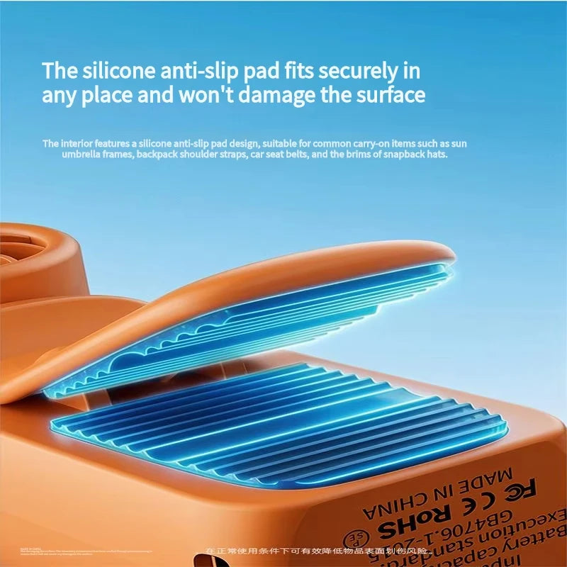 Portable Handheld Fan with Clip Umbrella Holder Function - Compact Personal Cooling Fan for On-the-Go Relief Silicone anti-slip Vue