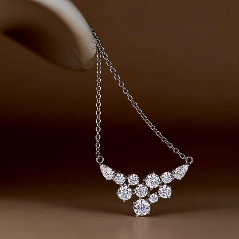 Huitan Cubic Zirconia Pendant Necklace – Women's Silver Jewelry Pendant Necklace Vue