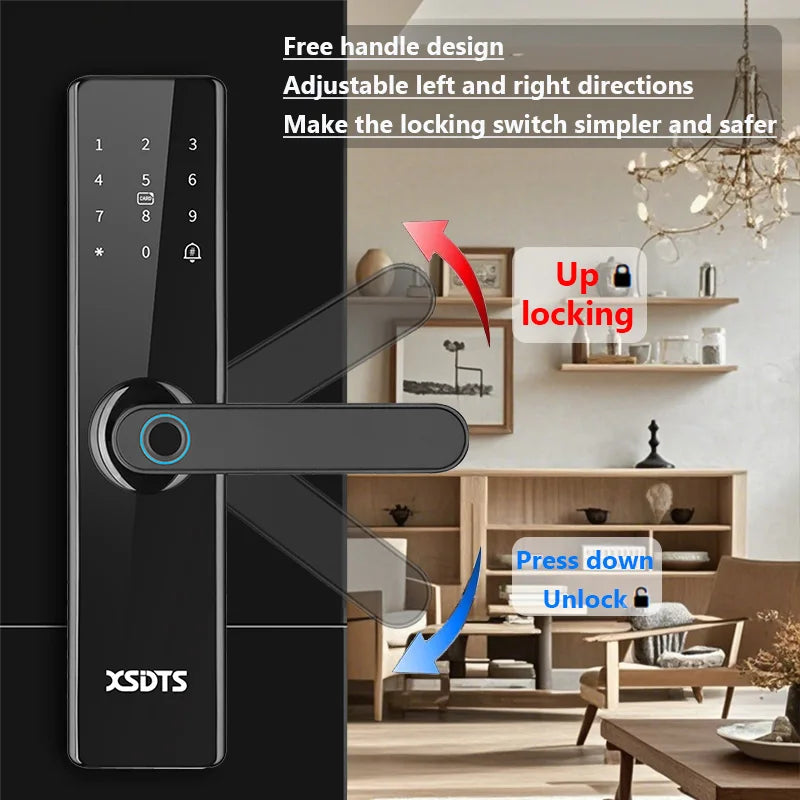 TTLock App Bluetooth Work With Google Home Aleax Security Digital Fingerprint Password Electronic Smart Lock For Home Vue