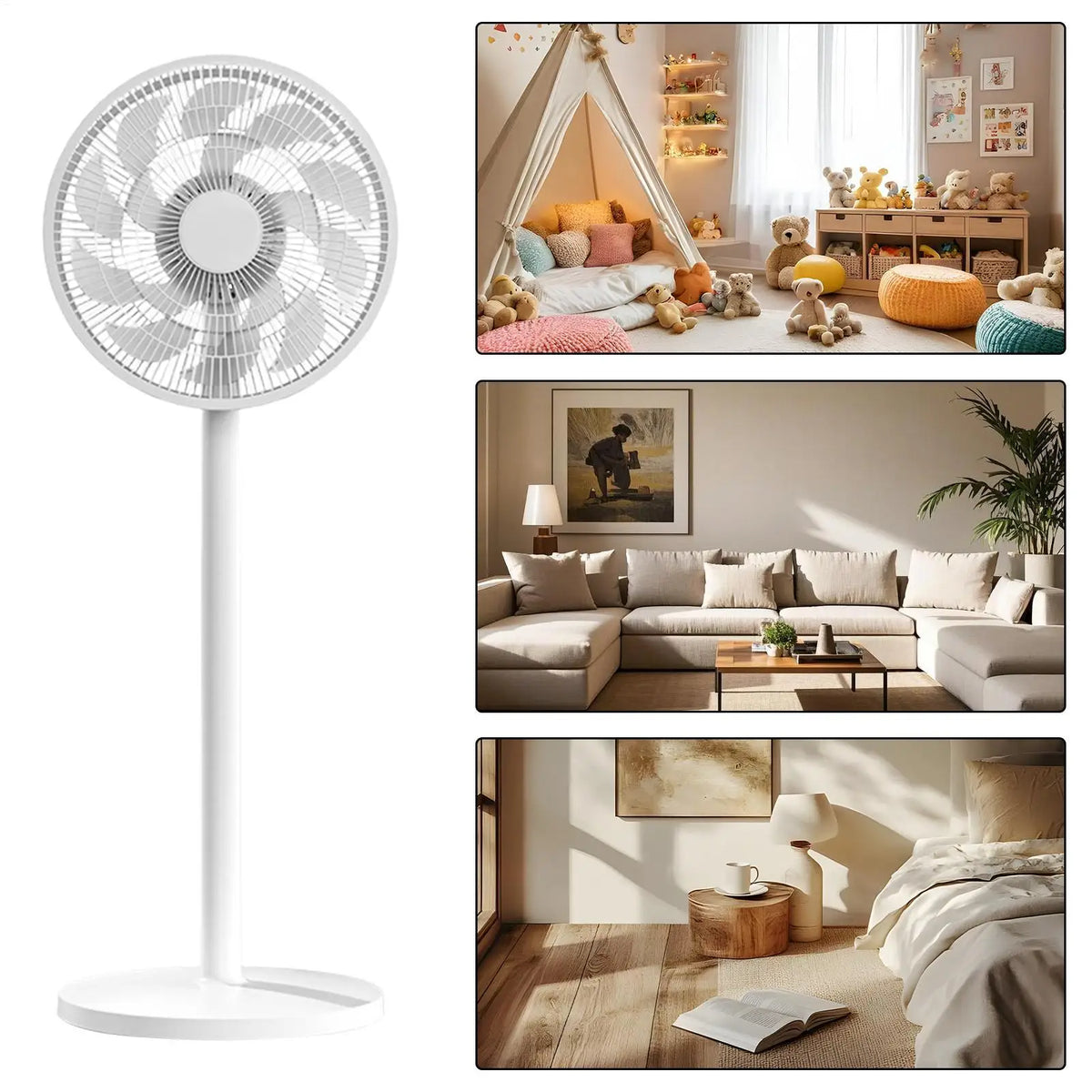 Oscillating Pedestal Floor Fan, Quiet Standing Fan for Bedroom Living Room, Adjustable Height Cooling Fan for Home Office Dorm Vue