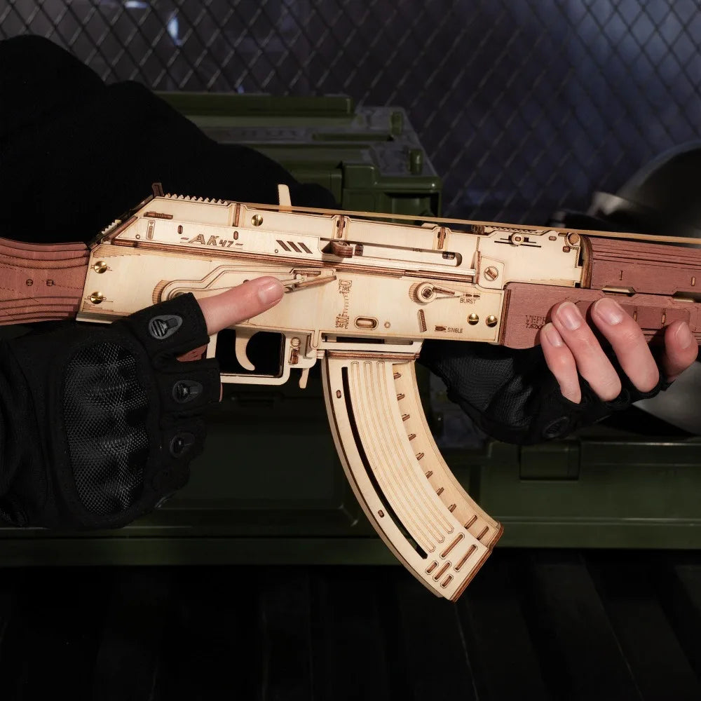 AK-47AssaultRifle Building Block Toy DIY Handmade Wooden Puzzle Assembly Model Educational Toys Simulation Model Vue