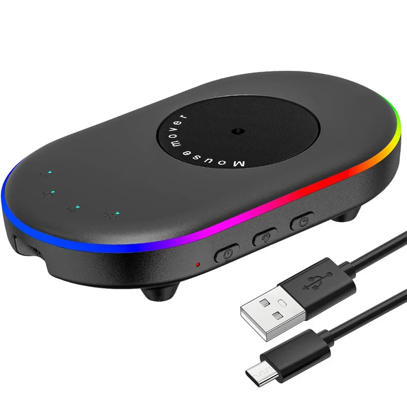 Rotary Mouse Shaker Anti-Sleep Automatic Movement To Prevent Computer Lock Screen Virtual Mouse Mover for Computer Awakening Vue Black