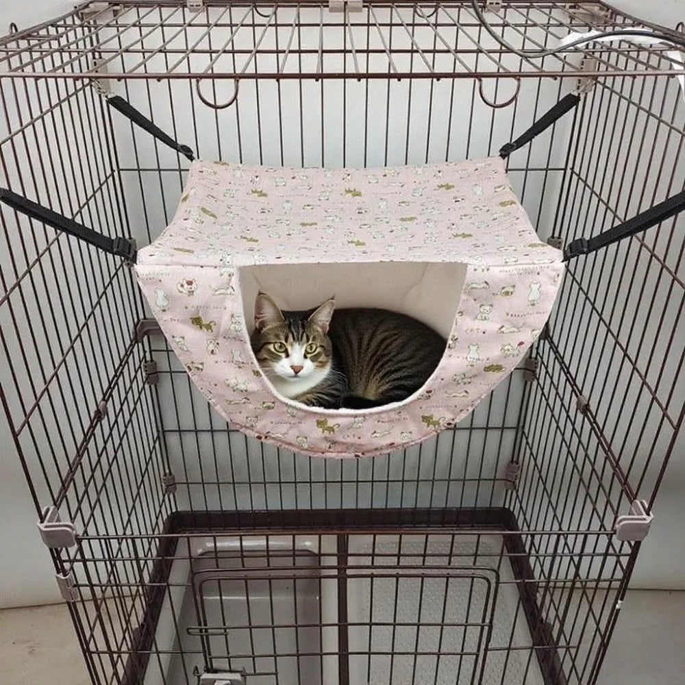 Breathable Cat Cage Hammock Sleeping House Adjustable Lanyard Kitten Swing Bed Thicken Cozy Cat Hanging Bed Cat Cage Accessories Vue