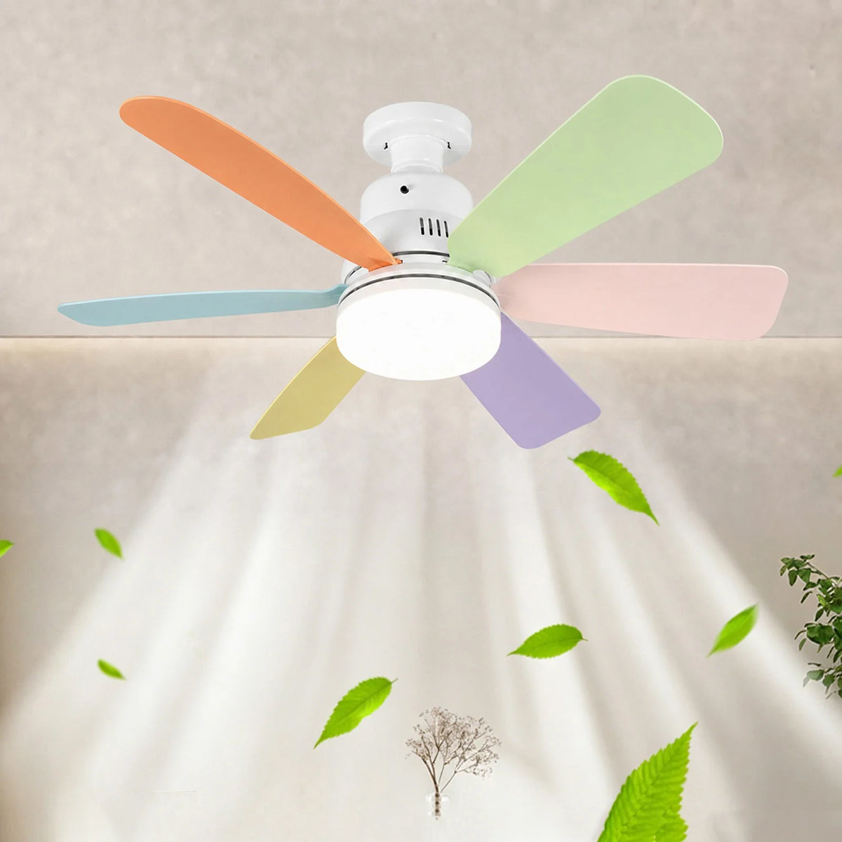LED 3 Color Stepless Dimming Fan Light with Remote Control E27 Socket Ceiling Fan Light for Living Room Study Household Use Vue