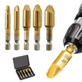 Titanium Coated Screw Extractor Set Hex Shank Hardened Steel Easy Out Drill Tool Universal Tool 5 Pieces Set Vue style2