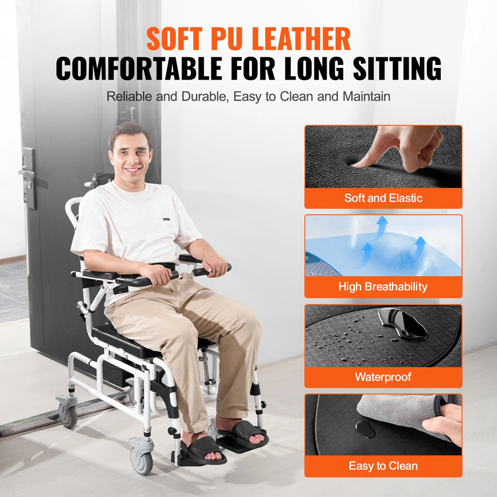 SucceBuy Shower Wheelchair 17.5" Aluminum, 300 lb Capacity Shower Wheelchair Vue