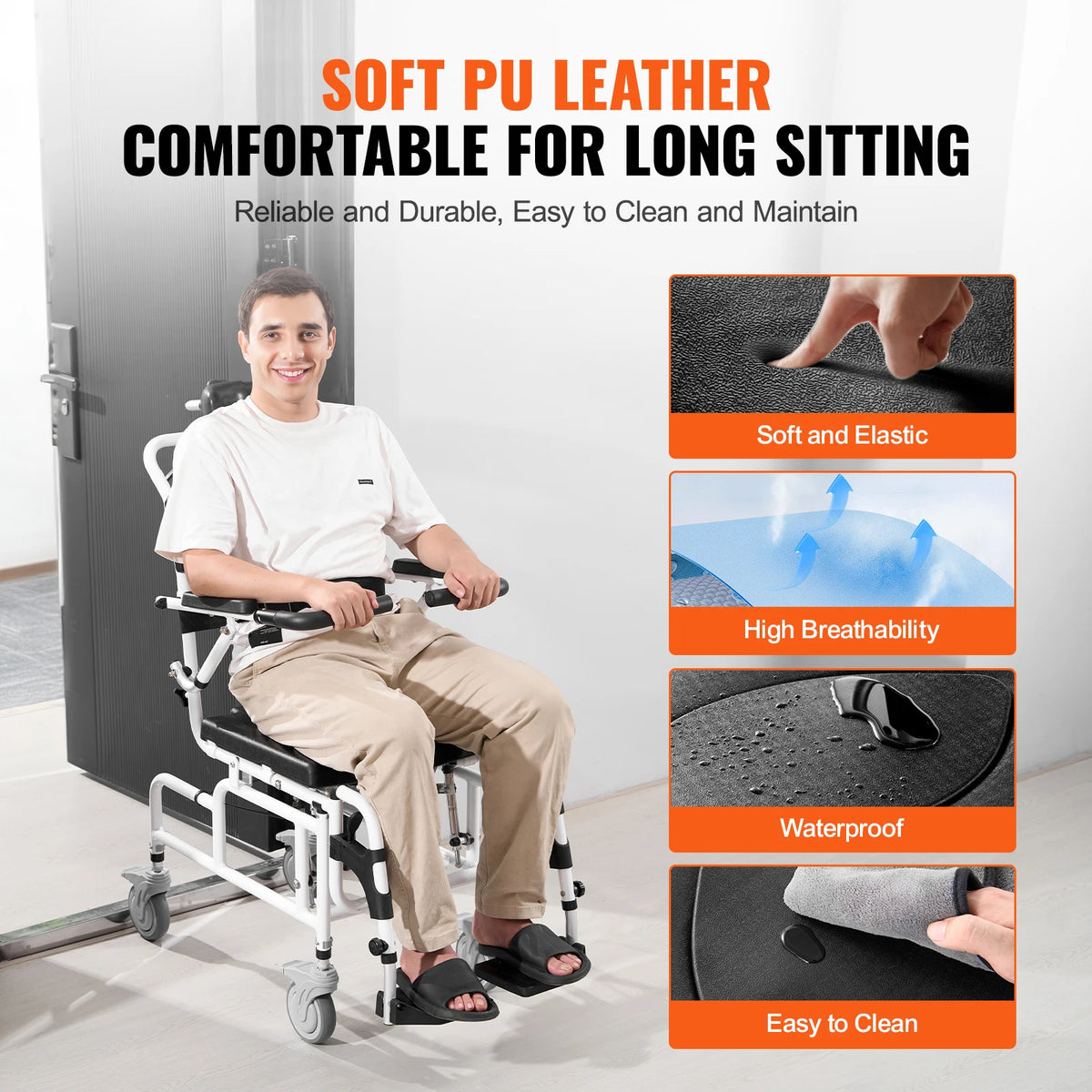 SucceBuy Shower Wheelchair 17.5" Aluminum, 300 lb Capacity Shower Wheelchair Vue