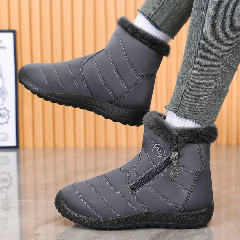 Women's Men Winter Snow Boots Side Zipper Velvet Lined Ankle Boots Winter Snow Boots Vue