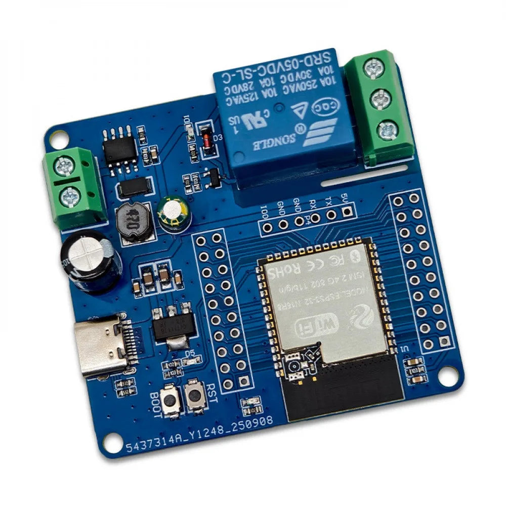 ESP32-S3 WiFi BT Single Relay Module DC5-60V Power USB+UART Burning 2x20Pin Reserved Arduino for Secondary Development Vue Default Title