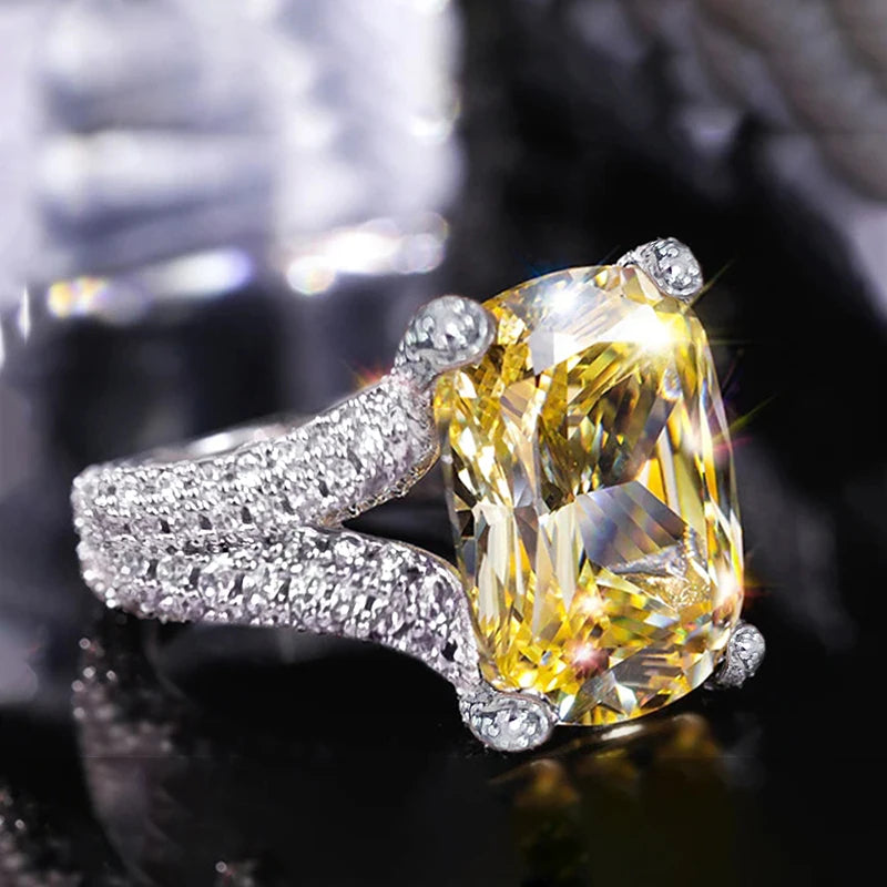 Huitan Yellow Cubic Zirconia Ring for Women | Wedding Band Fashion Ring Vue