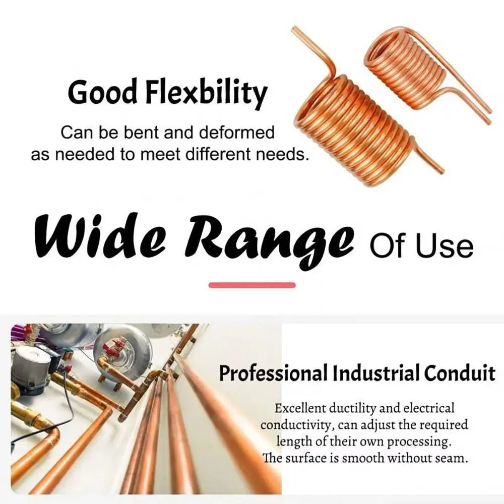 Durable 1 Meter Copper Tube Coil 99 9 Pure Soft T2 OD 2- ID 1- Wire Vue