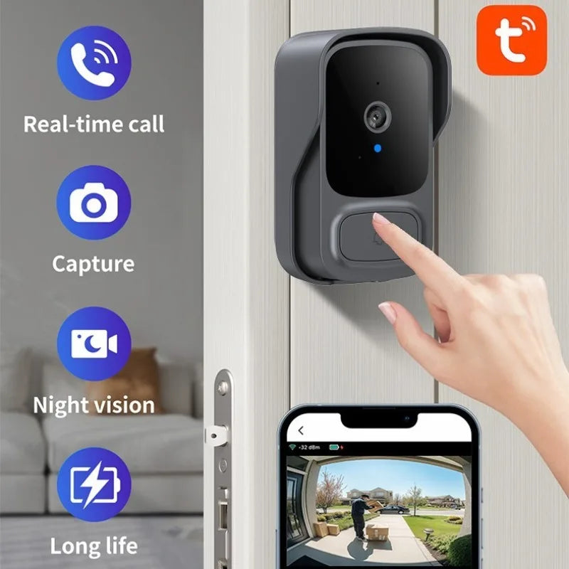 Smart Wireless Video Doorbell Camera Alarm Security Remote Monitoring Two-Way Intercom High Definition Night Vision for Home Vue