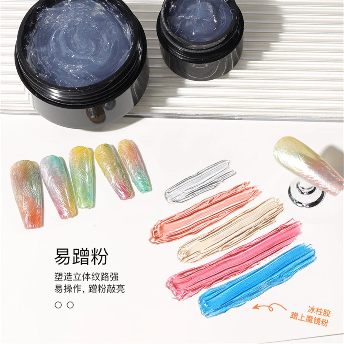 1pc 3D transparent nail gel painting gel nail polish with chrome nail powder for nail enhancement carving art creation DIY Vue
