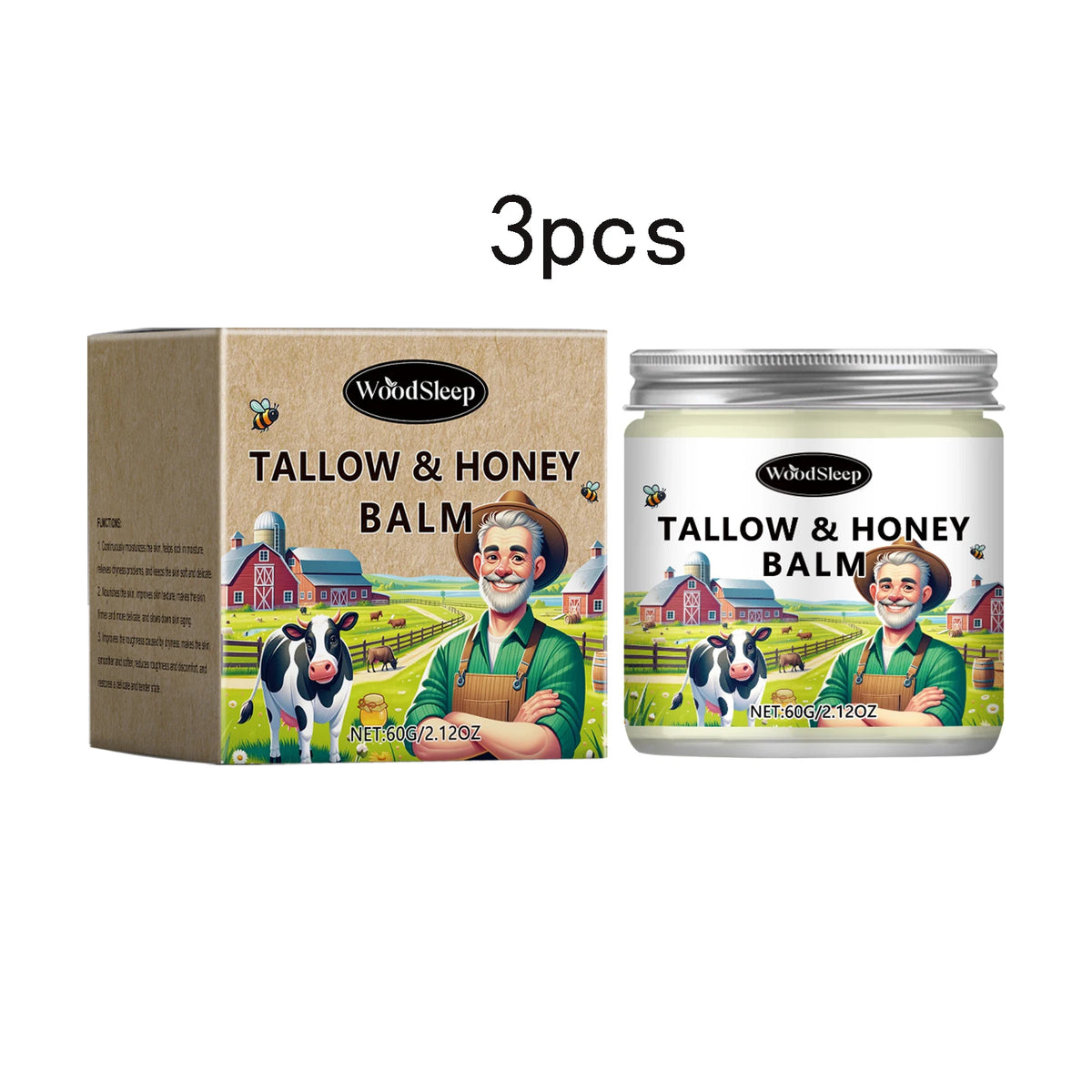 60ml Tallow Honey Balm Deep Moisturizing Beef Tallow Face Cream Body Lotion Anti Crack Face Cream Skin Care Vue 180g boxed