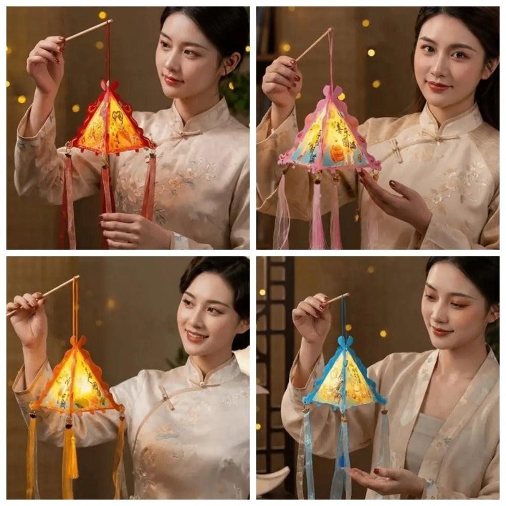 Triangular Triangle Lantern Interlocking Corner Tabs Scalloped Edges Pyramid Shape Lamp High-Transmittance Vue
