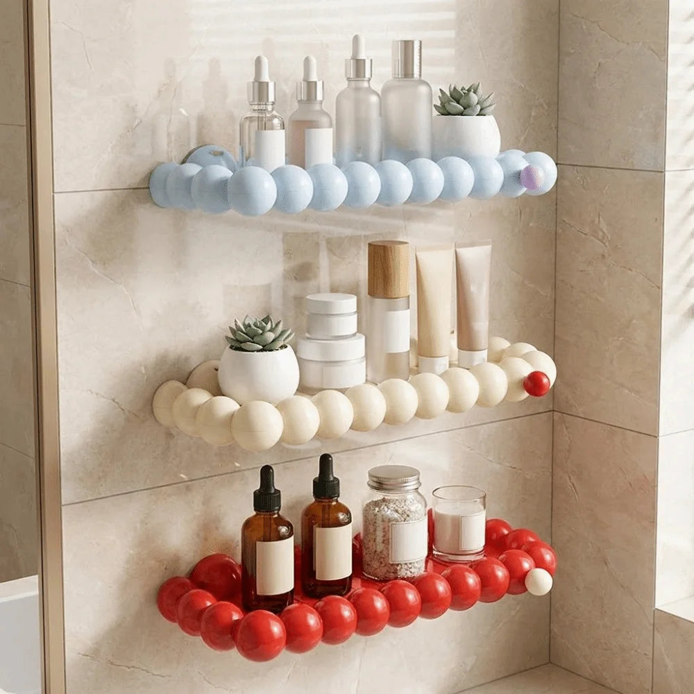Plastic Cloud Suction Cup Storage Rack Punch Free Large Capacity Cosmetics Storage Rack Space Saving Wall Mounted Vue