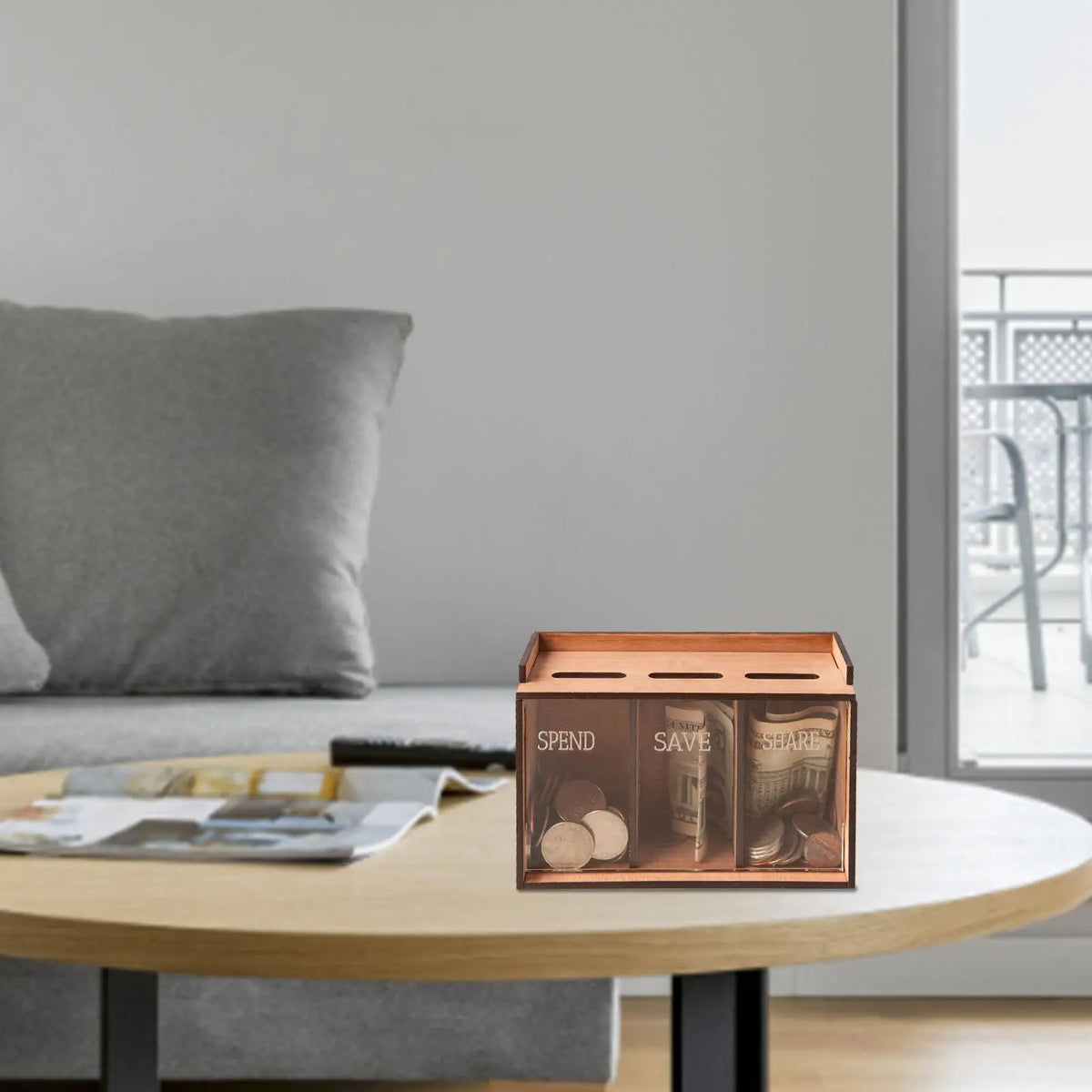 Money Bank for Adults Wooden 3 Compartments Removable Coin Saver Money Storage Organizer for Home Decoration Coin Banks Vue