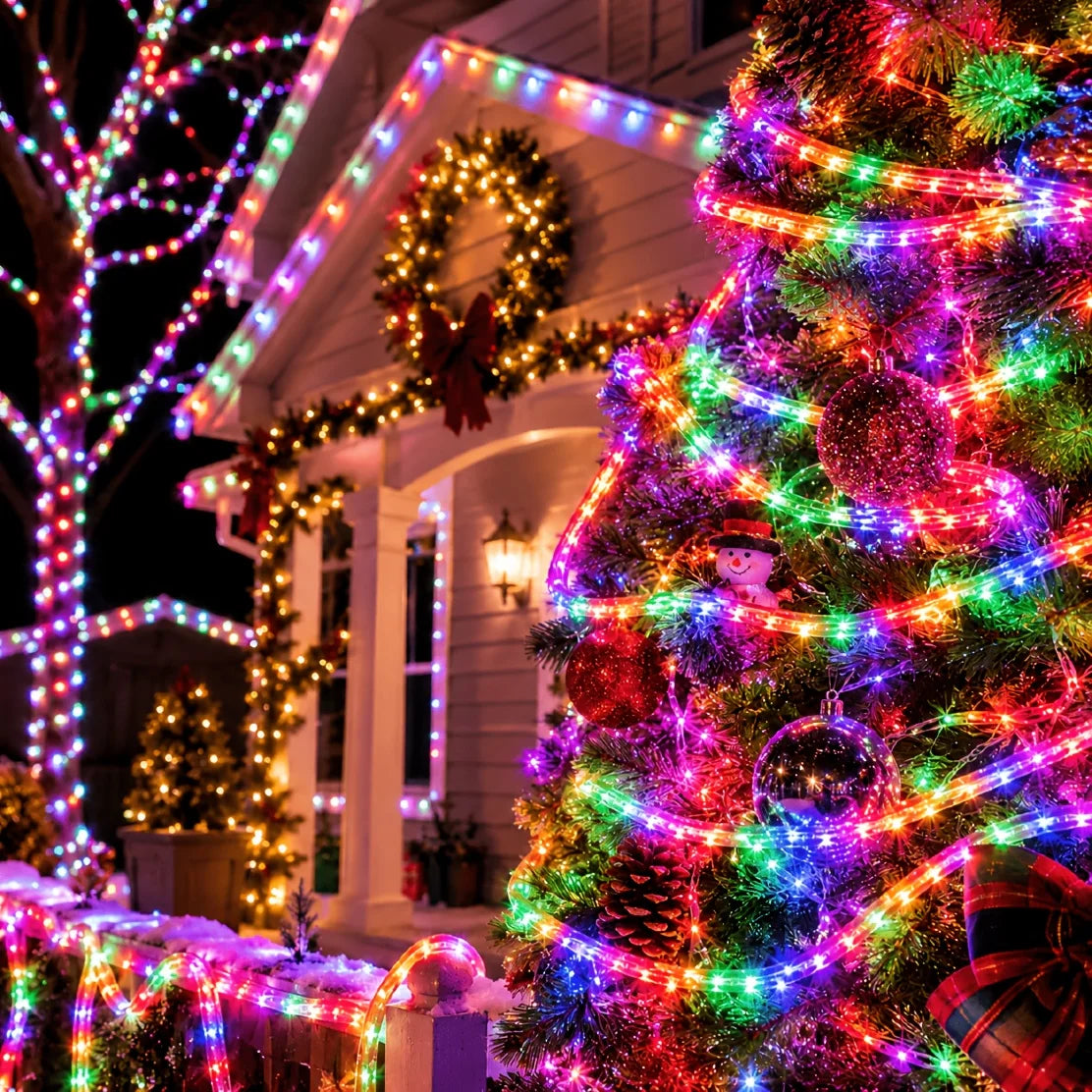 LED Solar Tube Rope Garland Lights Outdoor Waterproof Glow Fairy String Lamp For Garden Terrace Yard Fence Holiday Home Decor Vue