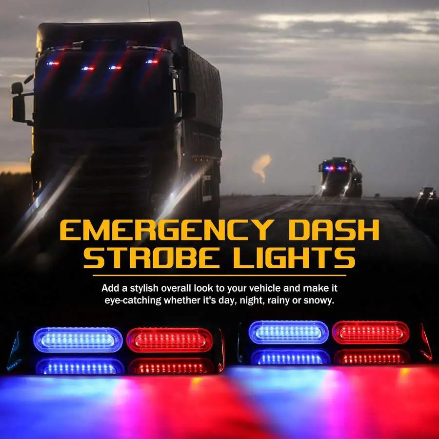 2 In1 Interior Windshield Strobe Lights LED Dash Hazard Warning Safety Flashing Traffic Advisor Lights Car Accessories Vue