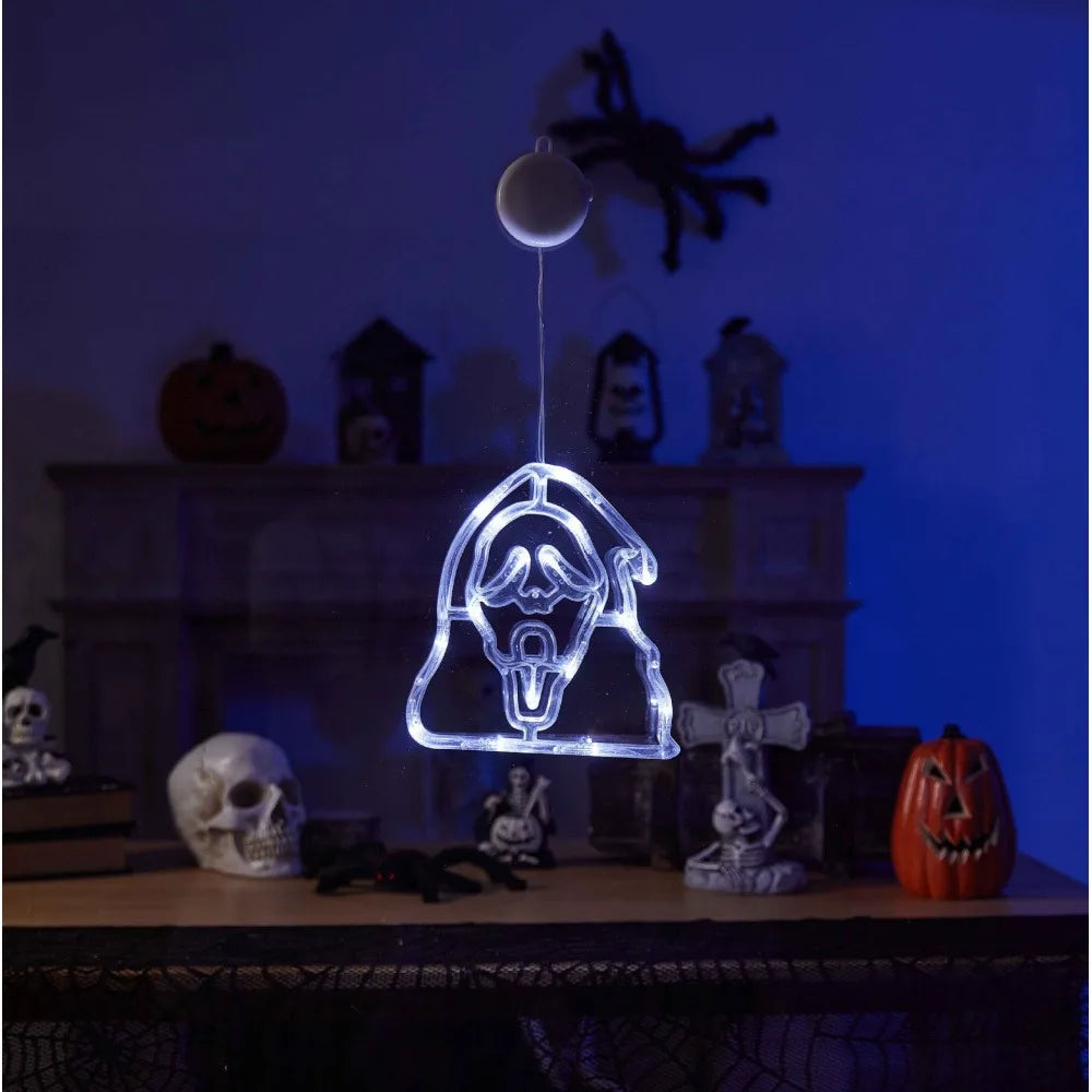 Halloween LED Sucker Lamp Window Hanging Halloween Light Pumpkin Witch Grimace Bat Led Light for Home Party Scary Decoration Vue