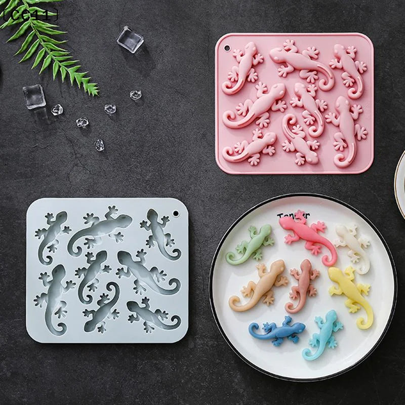 8 Cavity Gecko Theme Silicone Molds Fondant Candy Chocolate Mould