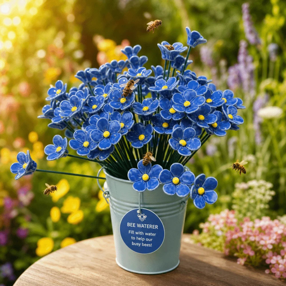 3 pcs Flower Shape Bee Butterfly Water Dispenser Garden Decoration Ceramic Insect Drinking Cup DIY Gifts Bee Watering Station Vue