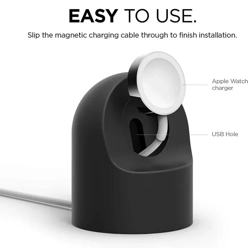 Charger Stand For Apple Watch Series 9 8 7 6 5 SE 3 Ultra 1 2 Charger Dock Station Silicone Bracket Iwatch Charging Cable Holder Vue