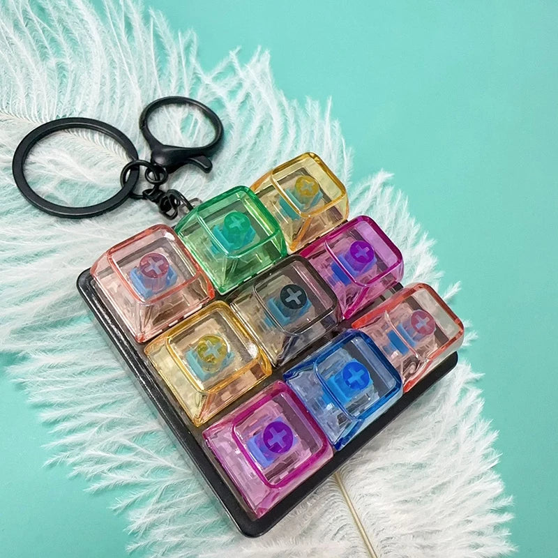 9 Keys Keyboard Keycaps Keychain Fidget Toy Anti-Anxiety Point Keycaps Party Stress Relief DIY Keycaps Toy Keyboard Caps Vue