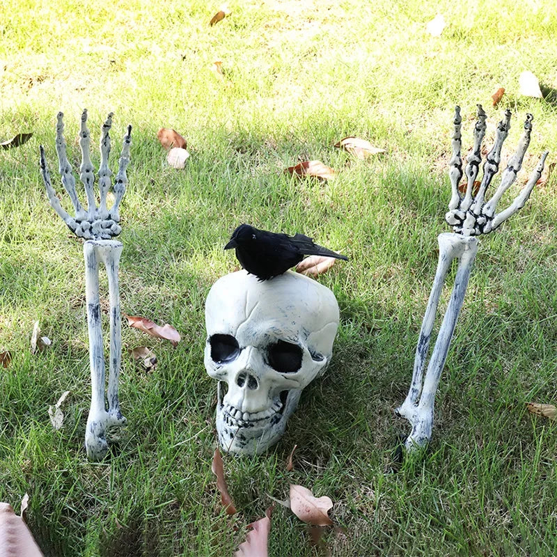 1/2/3pcs Halloween realistic skull hand arm Halloween party home garden lawn decoration haunted house horror props. Vue
