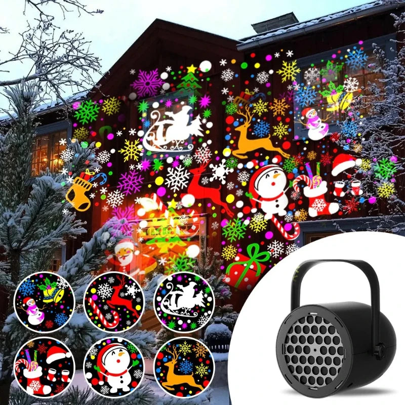 16 Christmas Halloween Projection Snowflake Lights LED Holiday Decoration Christmas Party Home Atmosphere Gifts Vue
