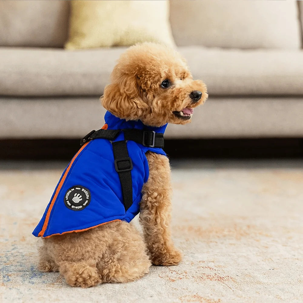 Waterproof Adjustable Dogs Down Clothes Warm Windproof Dog Coat with Harness Soft Dog Jacket for Dogs Cats Vue