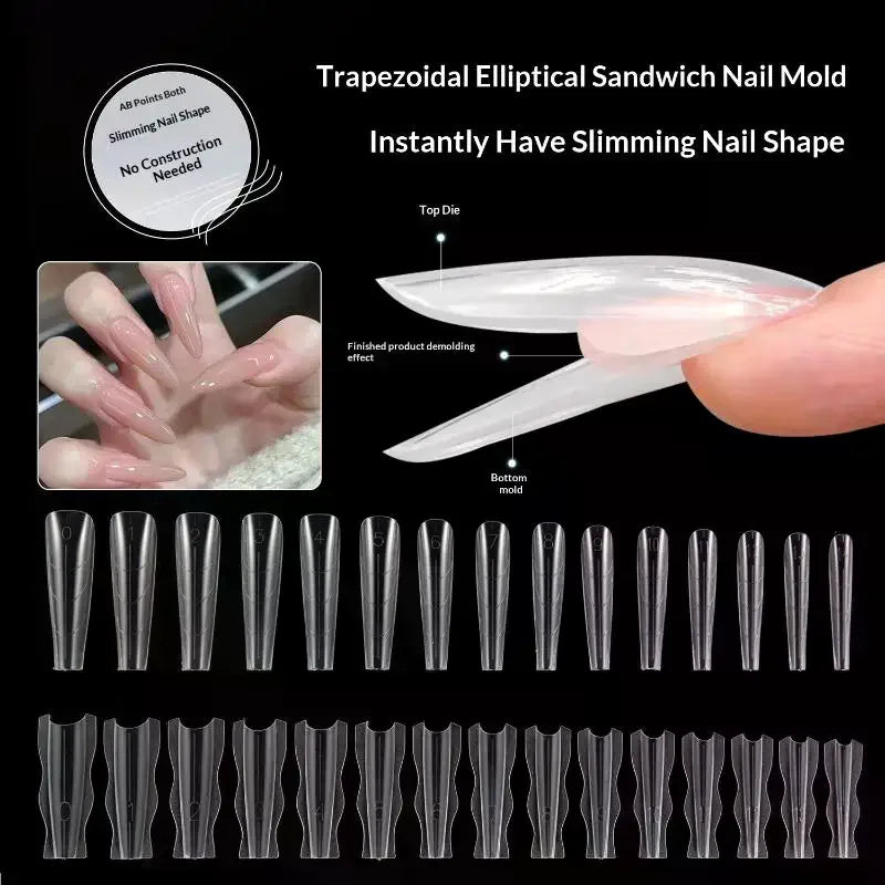 Dual Nail Forms Sandwich Nails 240Pcs Nail Mold Fast Extension for Home Use Professional Results Vue