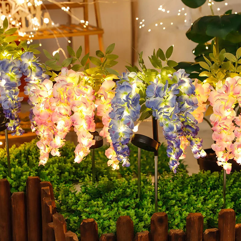 Solar powered wisteria flower lamp, outdoor plug-in grounding lamp, garden passage lighting, outdoor lighting Vue