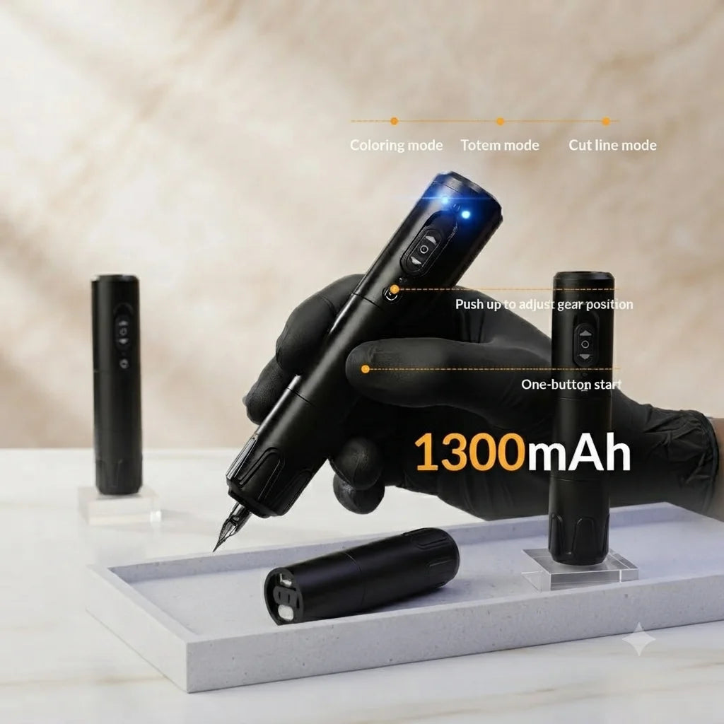 Wireless Tattoo Machine Larger Capacity 1300mAh Battery Rotary Pen Machine Supplies For Tattoo Artists Vue