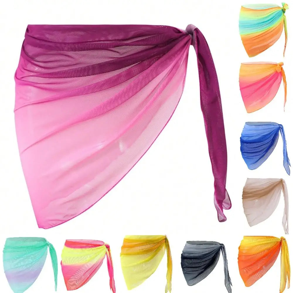 Chiffon Material Beach Dress Short Length Sheer Fabric Sarongs Vue