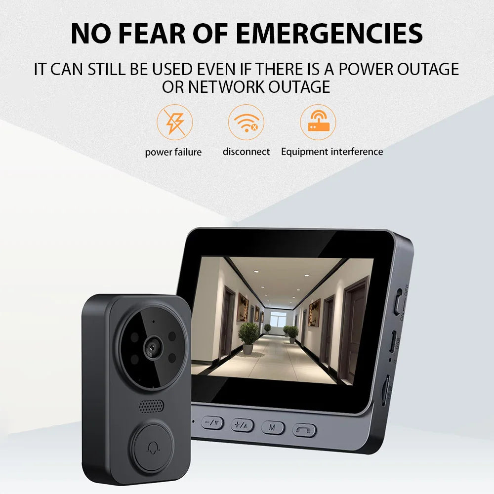 4.3'' IPS Screen 2.4G Wireless Visual Intercom Doorbell with Screen Smart High-definition Video Monitoring Two-Way Intercom Vue
